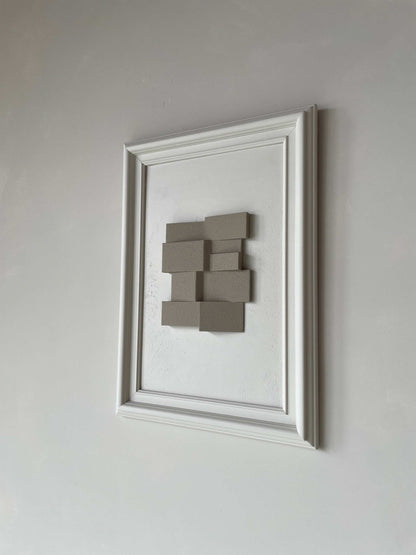 Vintage Frame Anna featuring exclusive artwork by Edith Beurskens, PLA material, shadow white with brown wood, 49.5 x 36 cm.