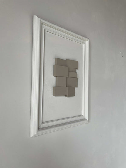 Vintage Frame Anna with exclusive artwork by Edith Beurskens, shadow white and brown wood, size 49.5 x 36 cm.