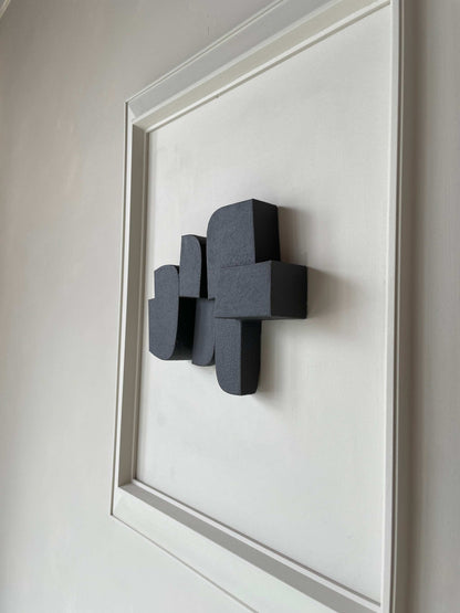 Vintage Frame Bibis artwork by Edith Beurskens, shadow white and anthracite, 64x53.5 cm.