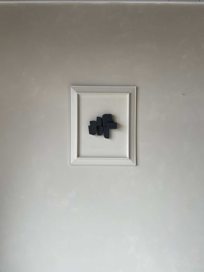 Vintage Frame Bibis artwork by Edith Beurskens, shadow white and anthracite, plant-based PLA, 64 x 53.5 cm.