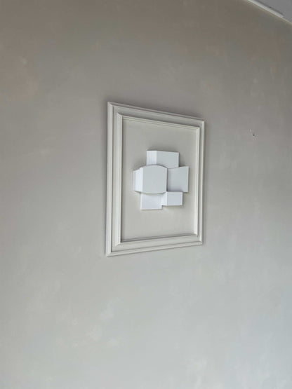 Vintage Frame Rohe with Shadow White artwork by Edith Beurskens on textured wall.