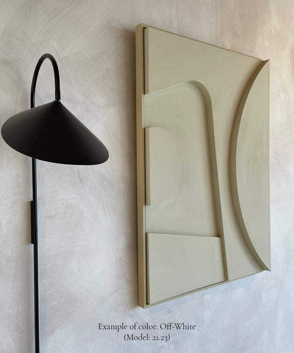 Art piece "#21.23 Coco" in off-white tone hanging on a wall.