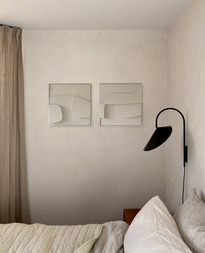 Handmade 3D art on wall with sand texture and eco-paint.