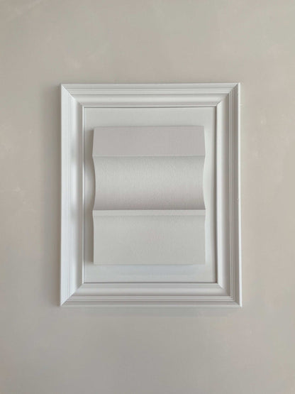 Vintage Frame Audo with white artwork by Edith Beurskens, 50x40 cm.