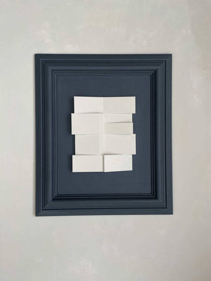 Anthracite and shadow white vintage frame artwork by Edith Beurskens, featuring unique PLA material design, 65.5 x 56 cm.