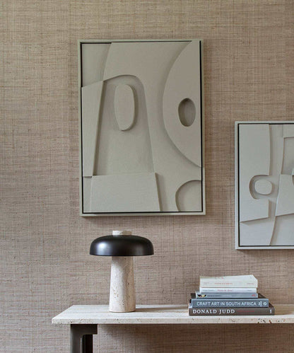 Abstract wall art made from biodegradable PLA with sand texture and eco-paint, titled "#20.3 Moon".